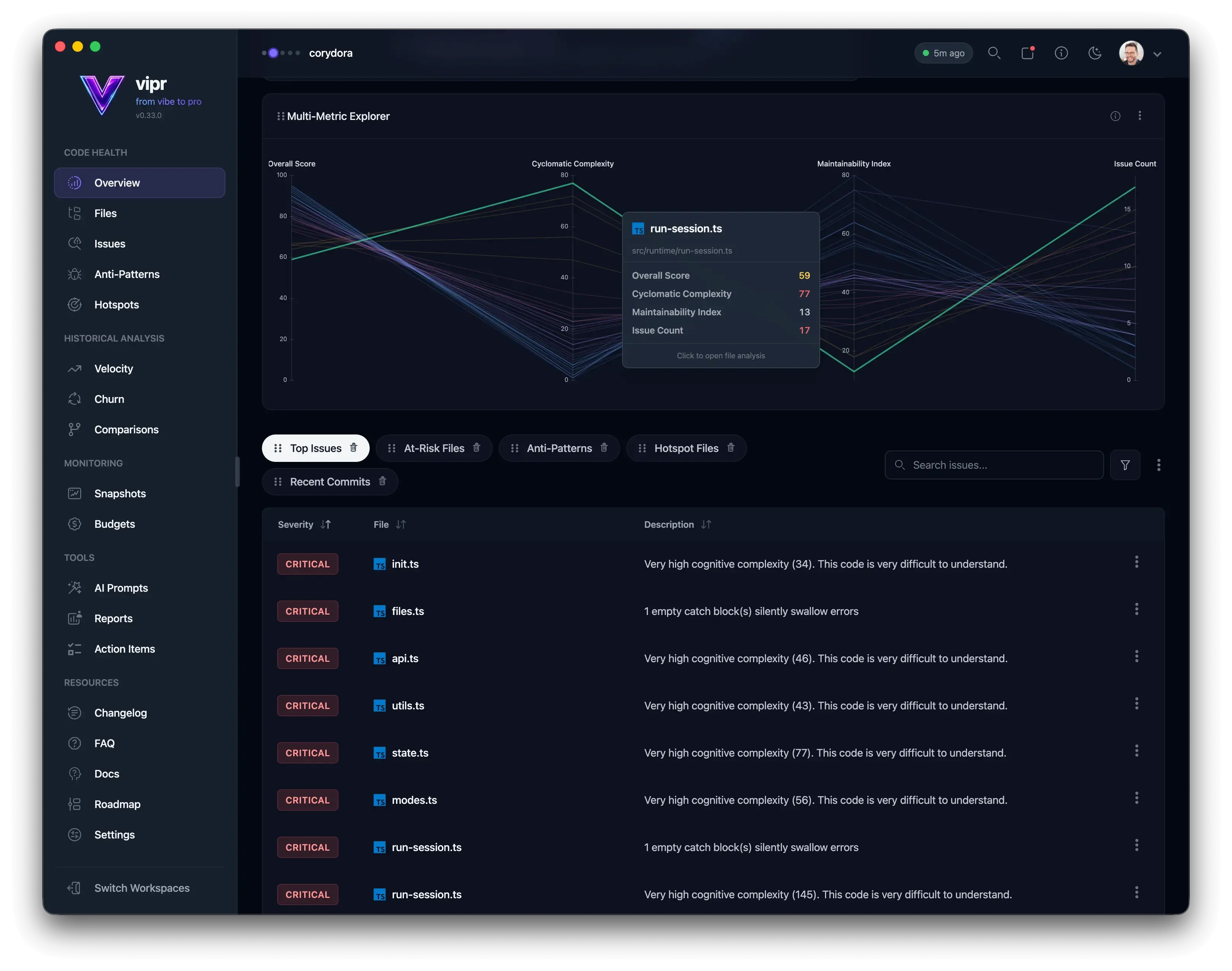 Vipr Desktop. Multi-Metric Explorer.